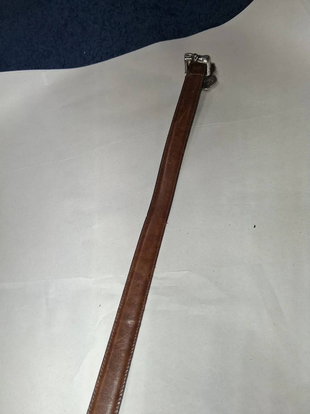 Brighton Brown Leather Belt with Silver Bow Buckle 37in
